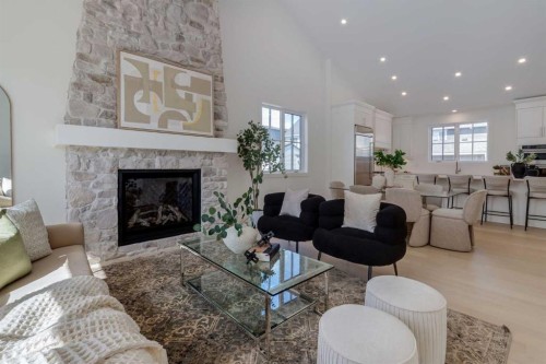 90 Treeline Gardens Sw, Calgary, AB - Indoor Photo Showing Living Room With Fireplace