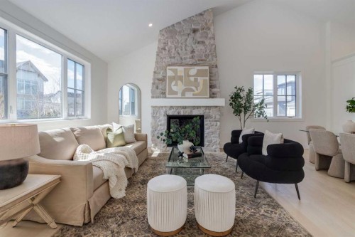 90 Treeline Gardens Sw, Calgary, AB - Indoor Photo Showing Living Room With Fireplace