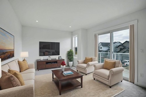 75 Sunvalley Way, Cochrane, AB - Indoor Photo Showing Living Room