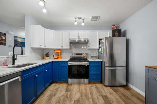 407-8 Bayside Place, Strathmore, AB - Indoor Photo Showing Kitchen With Stainless Steel Kitchen With Double Sink