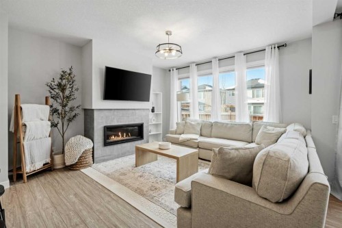 86 Legacy Woods Place Se, Calgary, AB - Indoor Photo Showing Living Room With Fireplace