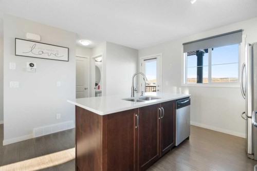 325 Copperpond Landing Se, Calgary, AB - Indoor Photo Showing Kitchen With Stainless Steel Kitchen With Double Sink