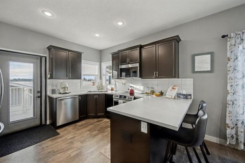 49 Aztec Crescent, Blackfalds, AB - Indoor Photo Showing Kitchen With Stainless Steel Kitchen With Double Sink