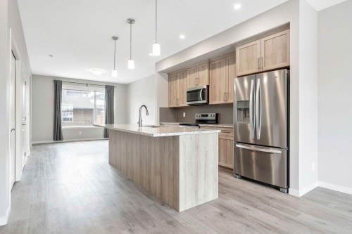 369 D'Arcy Ranch Drive, Okotoks, AB - Indoor Photo Showing Kitchen With Stainless Steel Kitchen With Upgraded Kitchen