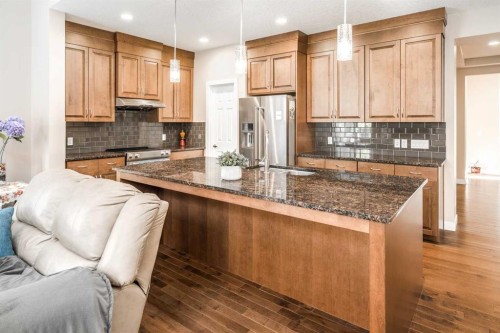 767 Shawnee Drive Sw, Calgary, AB - Indoor Photo Showing Kitchen With Upgraded Kitchen