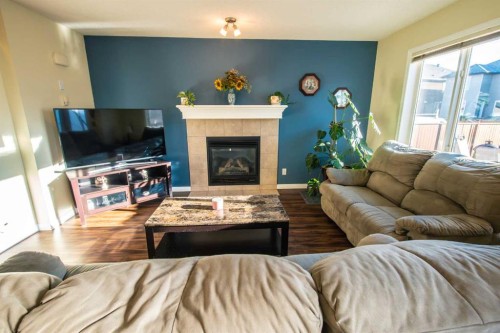 11 Saddlebrook Mews Ne, Calgary, AB - Indoor Photo Showing Living Room With Fireplace