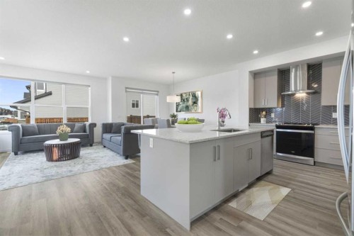 248 Masters Row Se, Calgary, AB - Indoor Photo Showing Kitchen With Upgraded Kitchen