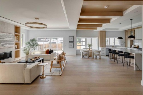 3444 Lane Crescent Sw, Calgary, AB - Indoor Photo Showing Living Room With Fireplace