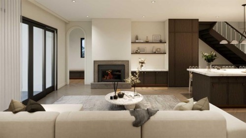 728 25 Avenue Nw, Calgary, AB - Indoor Photo Showing Living Room With Fireplace