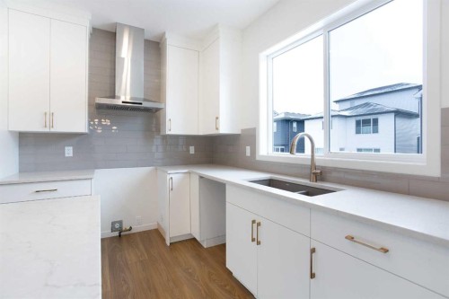 65 Creekside Passage Sw, Calgary, AB - Indoor Photo Showing Kitchen With Double Sink
