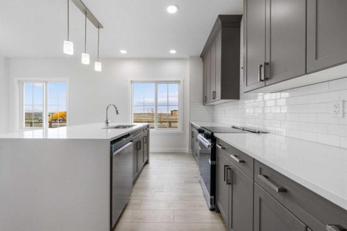 142 Sunstone Way, Balzac, AB - Indoor Photo Showing Kitchen With Upgraded Kitchen