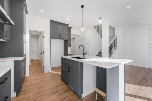 95 Dawson Wharf Mount, Chestermere, AB - Indoor Photo Showing Kitchen With Upgraded Kitchen