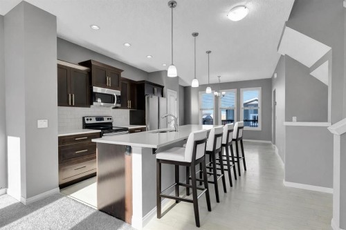 166 Marquis Heights Se, Calgary, AB - Indoor Photo Showing Kitchen With Upgraded Kitchen