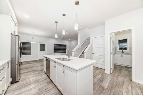 165 Savanna Passage Ne, Calgary, AB - Indoor Photo Showing Kitchen With Double Sink With Upgraded Kitchen