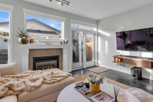3611 1 Street, Calgary, AB - Indoor Photo Showing Living Room With Fireplace