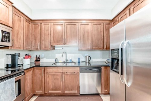 102-1005A Westmount Drive, Strathmore, AB - Indoor Photo Showing Kitchen With Double Sink