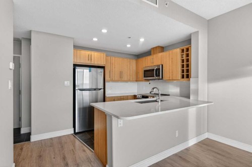 1205-55 Spruce Place Sw, Calgary, AB - Indoor Photo Showing Kitchen With Double Sink