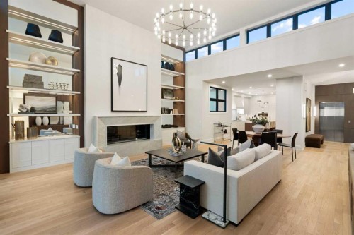 #B-4120 1A Street Sw, Calgary, AB - Indoor Photo Showing Living Room With Fireplace