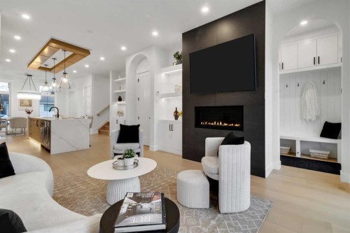 646 25 Avenue Nw, Calgary, AB - Indoor Photo Showing Other Room With Fireplace