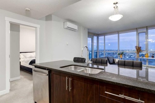 1603-325 3 Street Se, Calgary, AB - Indoor Photo Showing Kitchen With Double Sink