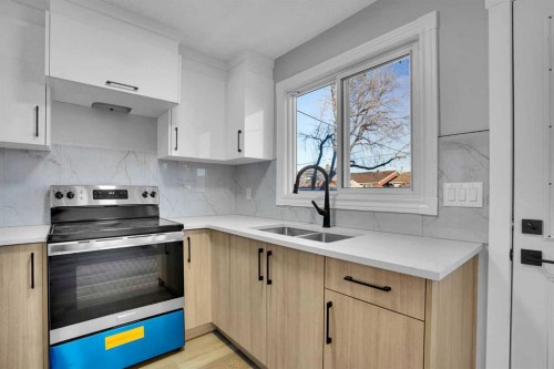 7842 21A Street Se, Calgary, AB - Indoor Photo Showing Kitchen With Double Sink
