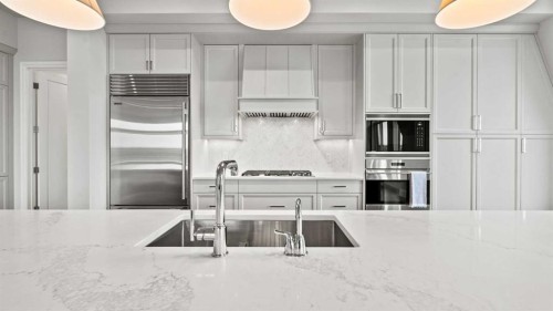 502-221 Quarry Way Se, Calgary, AB - Indoor Photo Showing Kitchen With Double Sink With Upgraded Kitchen