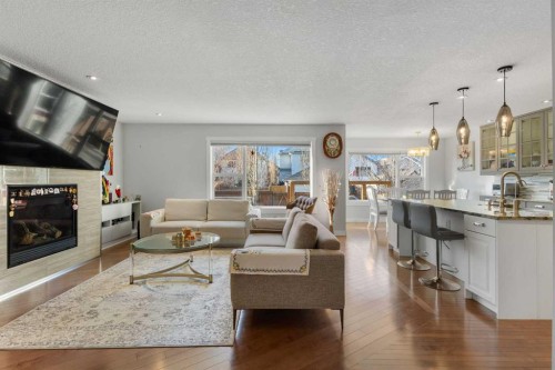 109 Copperfield Common Se, Calgary, AB - Indoor Photo Showing Living Room With Fireplace