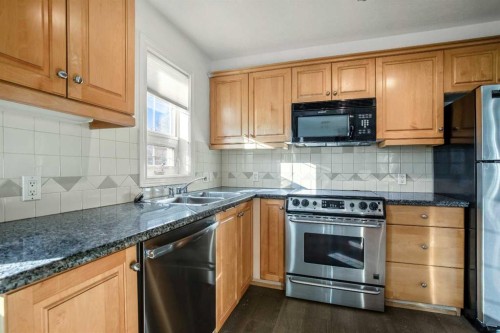 206-630 10 Street Nw, Calgary, AB - Indoor Photo Showing Kitchen With Double Sink