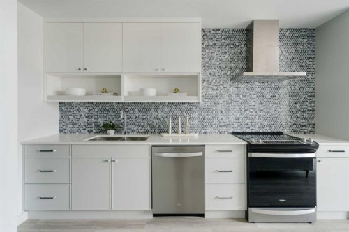 210-60 Water Cove Se, Calgary, AB - Indoor Photo Showing Kitchen With Double Sink With Upgraded Kitchen
