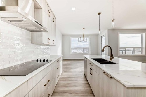 100 Corner Glen Manor Ne, Calgary, AB - Indoor Photo Showing Kitchen With Double Sink With Upgraded Kitchen