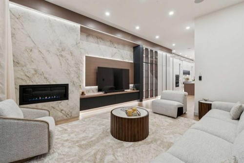 1330 8 Avenue Se, Calgary, AB - Indoor Photo Showing Living Room With Fireplace