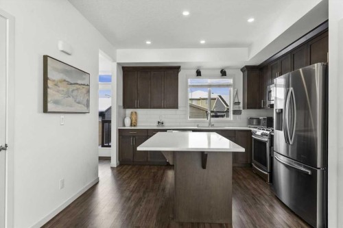 59 Wolf Hollow Way Se, Calgary, AB - Indoor Photo Showing Kitchen With Stainless Steel Kitchen With Upgraded Kitchen