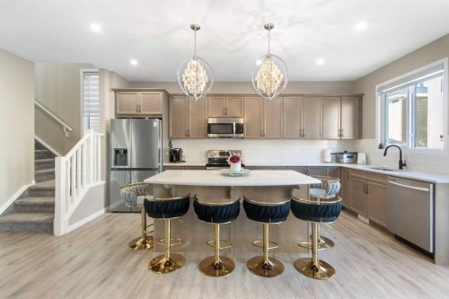17 Carrington Manor Nw, Calgary, AB - Indoor Photo Showing Kitchen With Upgraded Kitchen