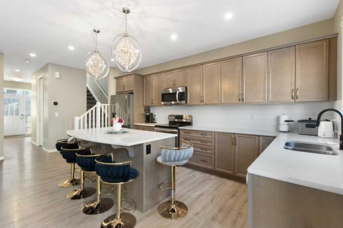 17 Carrington Manor Nw, Calgary, AB - Indoor Photo Showing Kitchen With Double Sink With Upgraded Kitchen