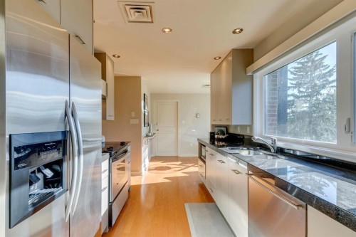 3N-222 Eagle Ridge Drive Sw, Calgary, AB - Indoor Photo Showing Kitchen With Stainless Steel Kitchen With Double Sink With Upgraded Kitchen