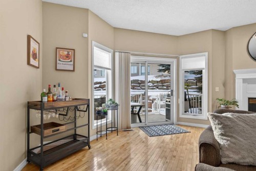42 Hamptons Link Nw, Calgary, AB - Indoor Photo Showing Living Room With Fireplace