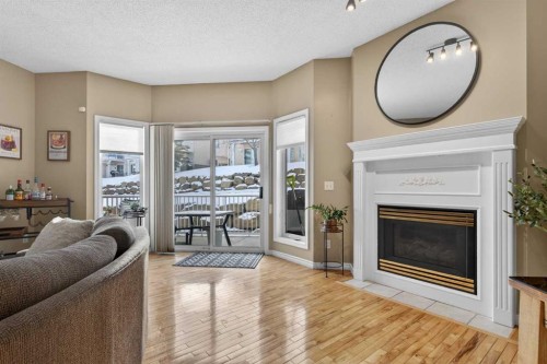 42 Hamptons Link Nw, Calgary, AB - Indoor Photo Showing Living Room With Fireplace