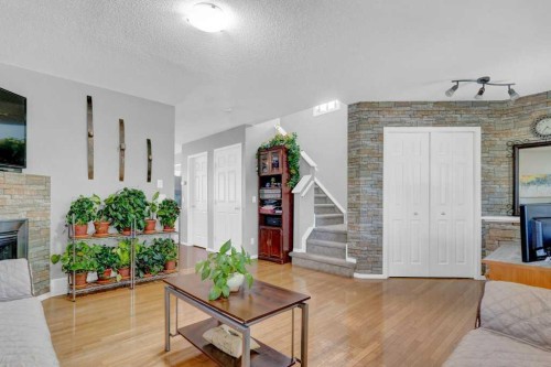 241 Covemeadow Road Ne, Calgary, AB - Indoor Photo Showing Living Room With Fireplace