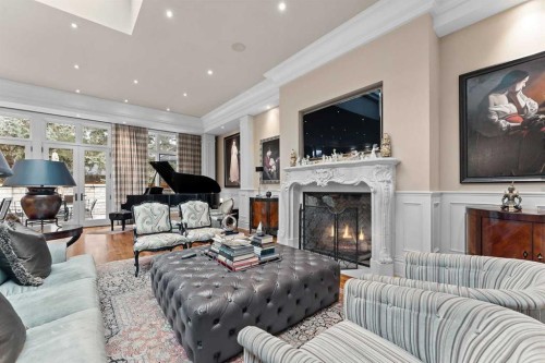 1020 Bel-Aire Drive, Calgary, AB - Indoor Photo Showing Living Room With Fireplace