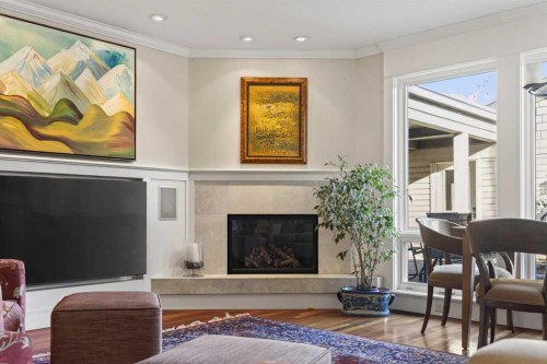 3020 7 Street Sw, Calgary, AB - Indoor Photo Showing Living Room With Fireplace