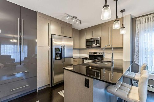 2114-11 Mahogany Row Se, Calgary, AB - Indoor Photo Showing Kitchen With Double Sink With Upgraded Kitchen