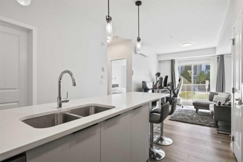 1104-220 Seton Grove Se, Calgary, AB - Indoor Photo Showing Kitchen With Double Sink