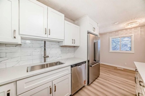 937 Marcombe Drive Ne, Calgary, AB - Indoor Photo Showing Kitchen With Double Sink
