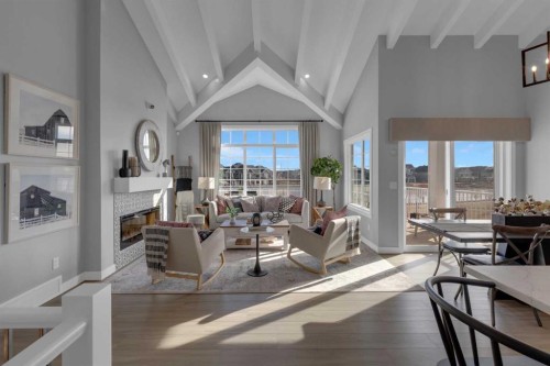 2639 Bayside Boulevard Sw, Airdrie, AB - Indoor With Fireplace