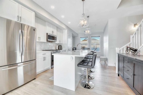 196 Wolf Hollow Park Se, Calgary, AB - Indoor Photo Showing Kitchen With Stainless Steel Kitchen With Upgraded Kitchen