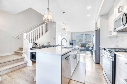 196 Wolf Hollow Park Se, Calgary, AB - Indoor Photo Showing Kitchen With Stainless Steel Kitchen With Upgraded Kitchen