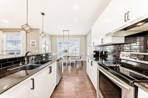 293 Everridge Drive Sw, Calgary, AB - Indoor Photo Showing Kitchen With Double Sink With Upgraded Kitchen