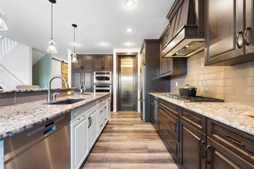 128 Auburn Bay Avenue Se, Calgary, AB - Indoor Photo Showing Kitchen With Upgraded Kitchen