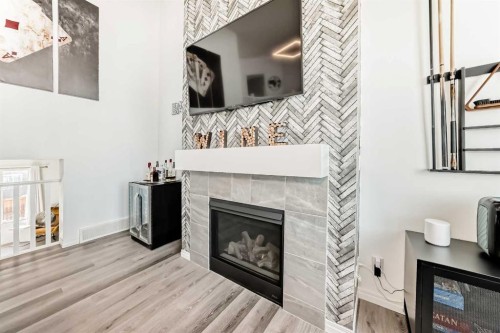 73 Carrington Circle Nw, Calgary, AB - Indoor Photo Showing Living Room With Fireplace