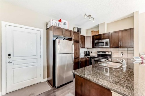 312-48 Panatella Road Nw, Calgary, AB - Indoor Photo Showing Kitchen With Double Sink